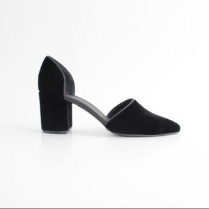 JENNI KAYNE Black Velvet d’Orsay Leather Heels Shoes New Block Heel Pumps 9